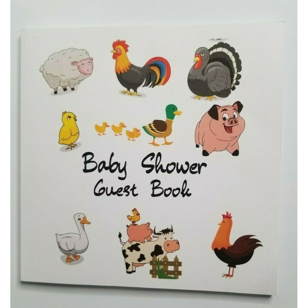 Baby Shower Guest Paperback Book Farm Animals NEW Chicken Sheep Cow Duck